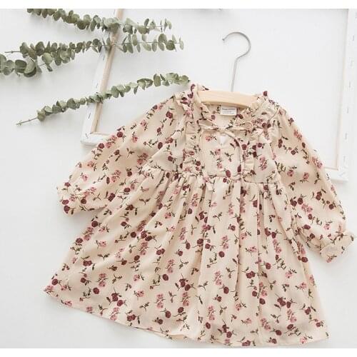 Fashion Autumn New Kids Dresses for Girls Baby Chiffon Floral Dress Toddler Girl Casual Christmas Dress Vestido Floral Infantil