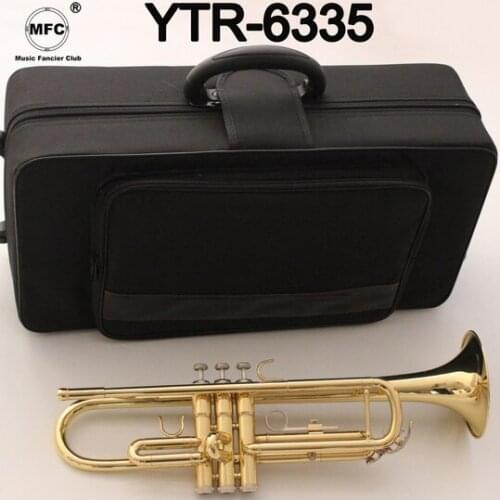 Music Fancier Club Bb Trumpet 6335 Gold Lacquer Music Instruments Profesional Trumpets Student Included Case Mouthpiece