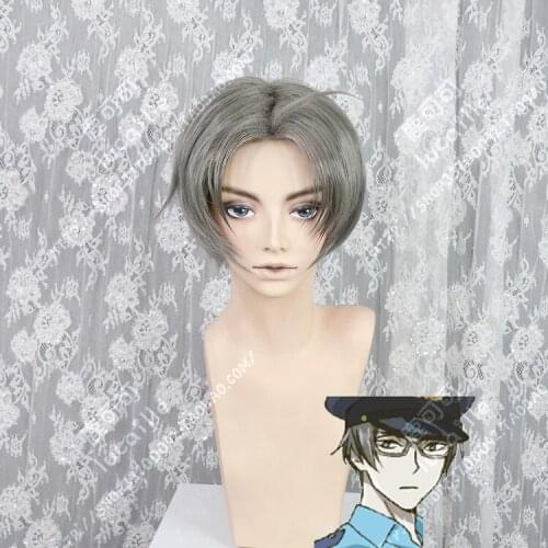 Anime Sarazanmai Mabu Akutsu Gray Short Synthetic Hair Cosplay Costume Wigs + Wig Cap
