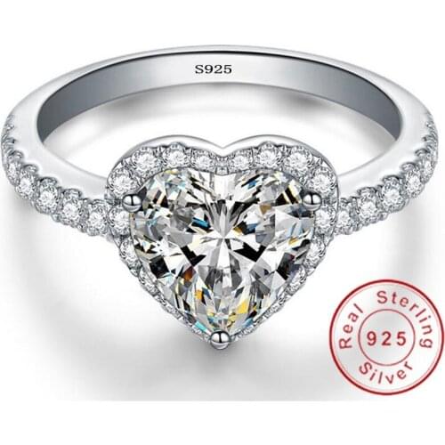 Couple Heart Promise Rings for women 925 Sterling silver AAAAA cz Female Wedding Band Ring Engagement Bridal Statement Jewelry