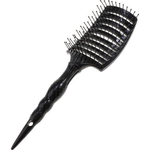 Portable Scalp Massage Comb for Straight Curly Detangling Dry Wet Hair Black