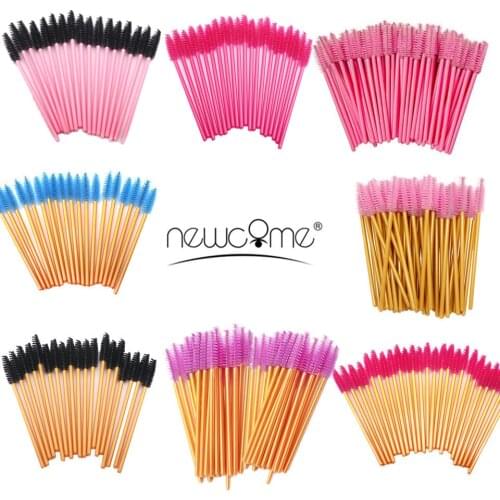 NEWCOME 50pcs/Lot Eye Lashes Brush Disposable Eyelash Extensions Brush Individual Applicators Mascara False Eyelash Brush