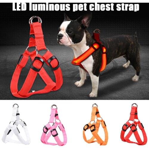 USB Rechargeable Chest Harness LED Pet Dog Glow Flashing Light-up Night Safety HFing