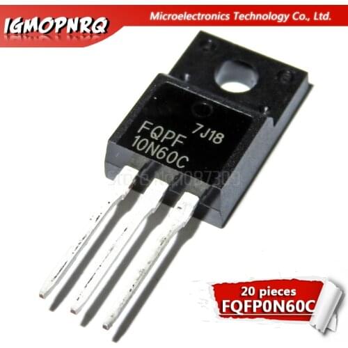 20pcs FQPF10N60C 10N60C 10N60 600V 9.5A MOSFET N-Channel transistor TO-220F new original