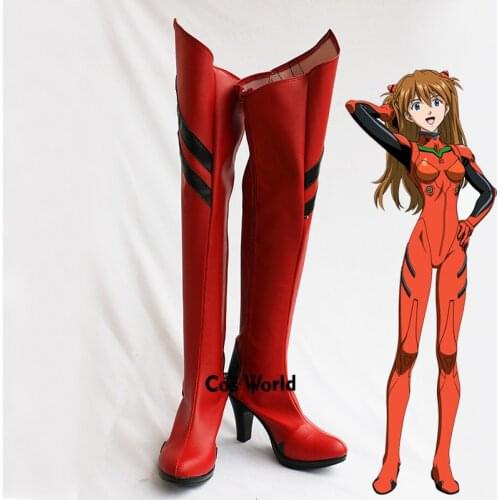 EVA Asuka Langley Soryu Anime Customize Cosplay High Heels Shoes Boots