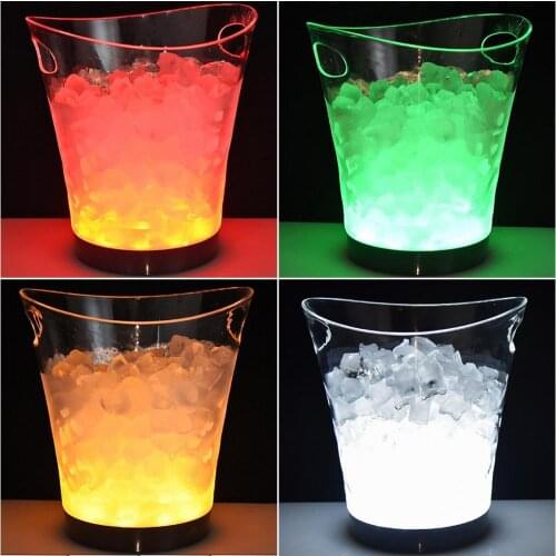 Champagne Bucket, LED Ice Bucket, Acrylic Wine Bucket, Bottle Cooler, Beer Beverage Bucket for Party Bar Pub Nightclubs KTV