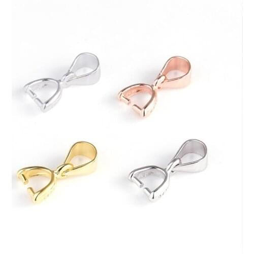 5pcs/lot 12mm 925 Sterling Silver Jewelry Findings Connector Pure Silver Pendant Clips Pendant Clasps Jewelry Claps DIY