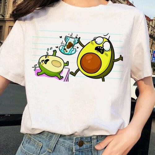Cartoon Avocado T shirt Women Graphic Vegan Tshirt Summer 2020 Harajuku Short Sleeve White Tops Female T-shirt