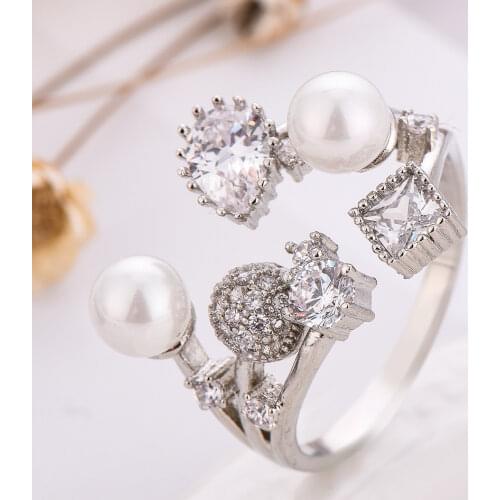 Cute Bear Silver Color Rings For Women Simple Pearl Design Open Ring For Lover Best Gifts Fashion Jewelry
