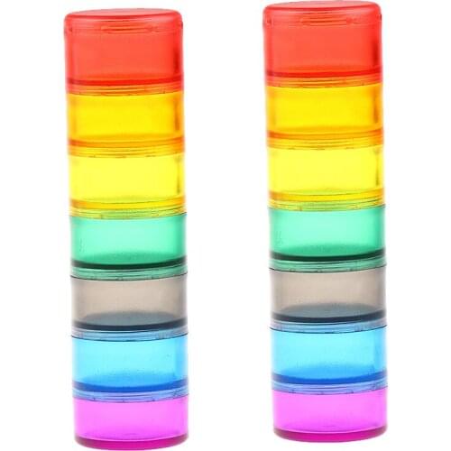2pcs Colorful 7 Day Weekly Medicine Tablet Pill Cases Box Holder Organizer Stackable Containers