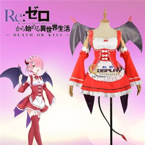 2019 Re:Life in a different world from zero Lahm cosplay Dress Sexy Red Maid wear Halloween costume for woman A