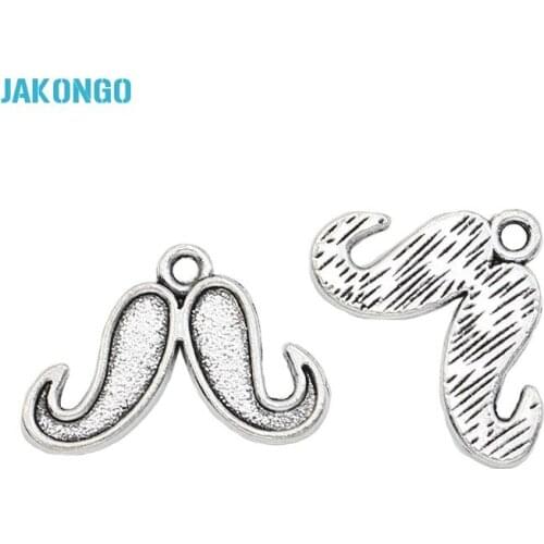 40PCS Christmas Moustache Charm Antique Silver Plated Pendants for Jewelry Making Jewelry Accessories Handmade Craft 15x22mm