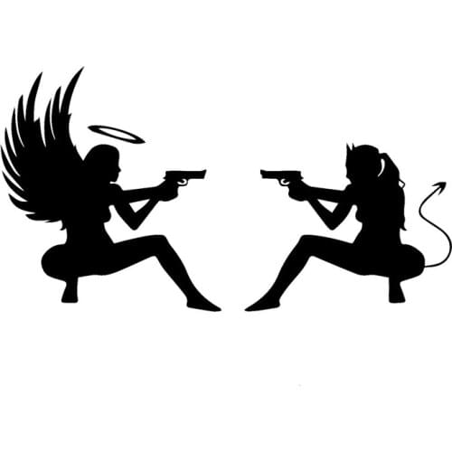 Car Sticker Sexy Devil Angel with Pistol Personalized Custom Automobiles Exterior Accessories Vinyl Decal