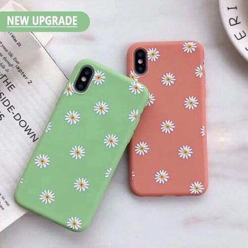 Cute Daisy Flower Case For iphone XS MAX X XR 11 Pro Max iphone 6 6s 7 8 Plus SE 2020 Soft Silicone Cover Cases