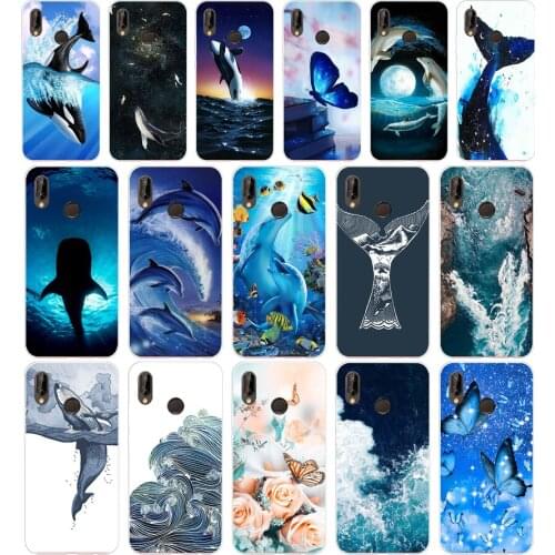 77AA Whale Fish Wave Sea Silicone TPU Protective Cover Phone Case On For Huawei P20 30 Pro Lite Case Soft