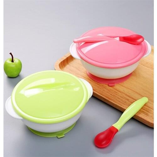 Baby food bowl childrens rice bowl baby bowl spoon newborn tableware set sucker bowl training Dishes baby feeding bowl set