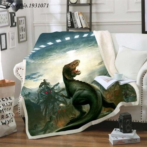 Dinosaur Jurassic 3D Printed Fleece Blanket for Beds Thick Quilt Fashion Bedspread Sherpa Throw Blanket Adults Kids 18