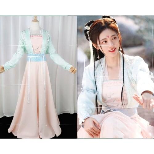 Ju Jingyi Embroidery Princess Hanfu Tang High Waist Ruqun Fairy Classical Dance Dress for TV Play The Blooms at RuYi Pavilion