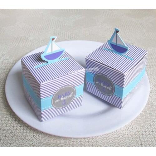 Cardboard Favors Box Cardpaper Candy Box for baby shower party - blue 100/lot free shipping