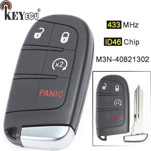 KEYECU 433MHz ID46 Chip M3N-40821302 68066350 3+1 4 Button Smart Remote Key Fob for Dodge Durango 2014-2019 Journey 2011-2019