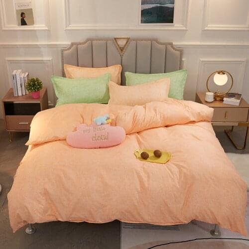 Orange Apple Green Double Color Bedding Set Duvet Cover Bed Sheet Pillowcases Fashion Printed Bed Cover Set Twin Full Queen Size