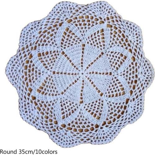 HOT lace cotton table place mat cloth crochet round placemat tea coffee pad dining Glass coaster cup mug Christmas doily kitchen
