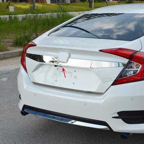 Stainless Chrome Car Rear Trunk Tail Gate Back Boot Lid Cover Trim Decal Sticker Fit for Honda Civic 2016 2017 Car Styling Frame