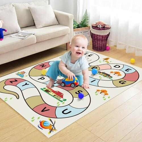 Top Sale Children Flannel Carpet Baby Educational Game Snake Carpet English Alphabet Baby Play Mat Carpet Rectangular Childrens