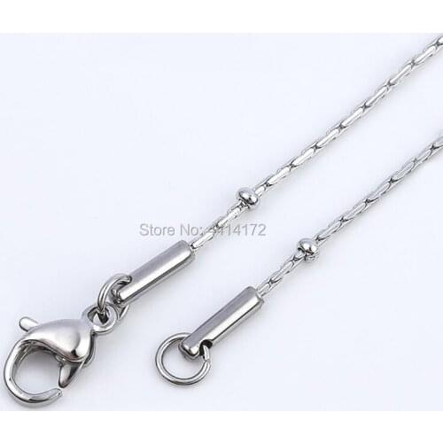 100pcs of 0.9mm Thin Small Little Stainless Steel Clamp Bead Ball Chokers Necklaces Chains Lady Womens DIY Jewelries Wholesale
