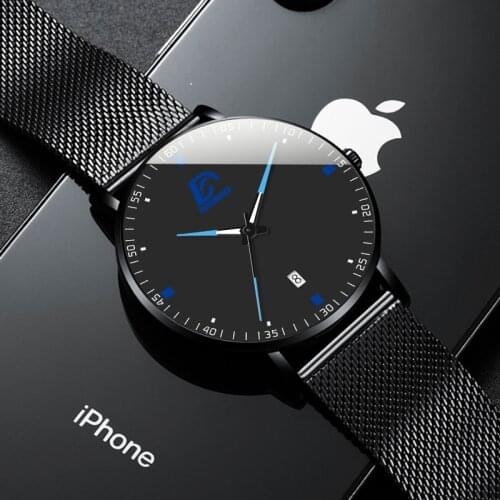 Minimalistische Mode Uhr Manner Edelstahl Mesh Gurtel Quarz Uhren fur Mann Business Casual Kalender Uhr relogio masculino