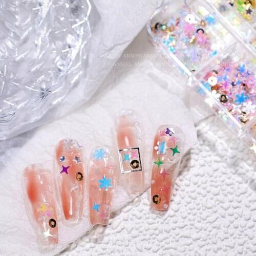 1 Set Mixed Nail Art Accessories Color Flat Bottom Diamond Size Mixed Rhinestone Square Diamond All-match Pearl Nail Decoration