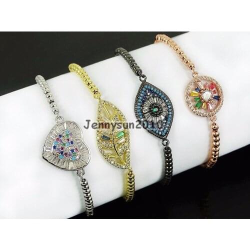 Zircon Rhinestone Round Adjustable Chain Bracelet set For Connector Link Findings Silver Gold Gunmetal Rose 10 Strands/Pack