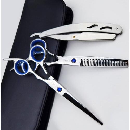 Hair Cutting Scissors 6.0" JP 440C Stainless Thinning Shears Barber Shears Professional Hair Scissors Salon Hairdresser Set