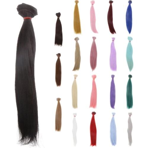 Wholesales 25x100cm DIY Straight Hair Wig for 1/3 1/4 1/6 BJD SD Dolls Colorful High-temperature Wire Doll Wigs Gift Doll Toys
