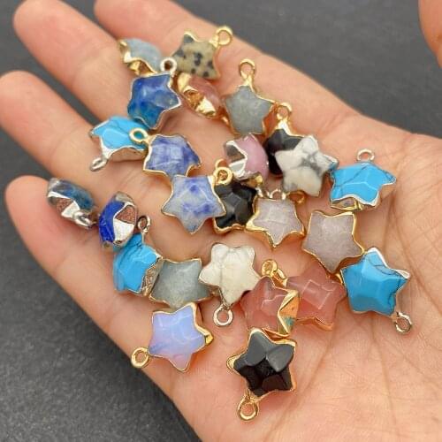 Wholesale Multicolor Star Shape Pendant Natural Stone for Jewelry Making DIY Handmade Accessories Beaded Decoration Fashion
