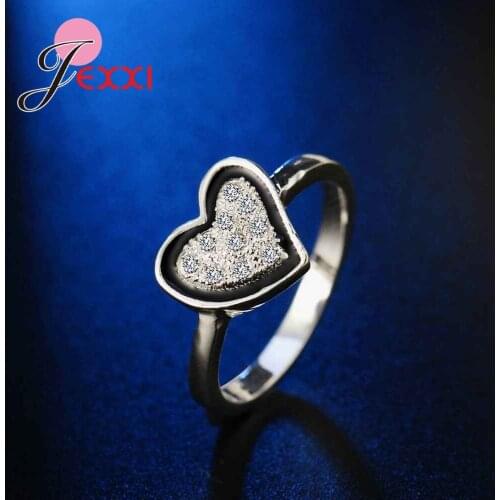 Original Brand Women Bridal Engagement Wedding Fingers Rings 925 Sterling Silver Sweet Heart Shape Cubic Zirconia