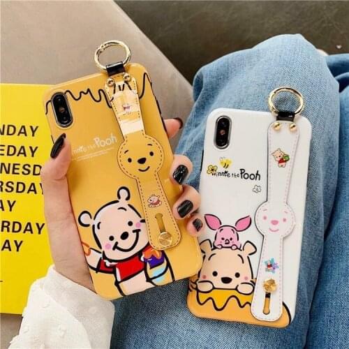 Original Disney Winnie the Pooh Silicone Luxury Cartoon Phone Case for Apple iPhone 11 12 Pro Max Mini Shockproof Case Cover