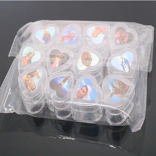 12PCS classic Christian plastic box peach heart rosary necklace box. Prayer beads necklace box. Picture is random