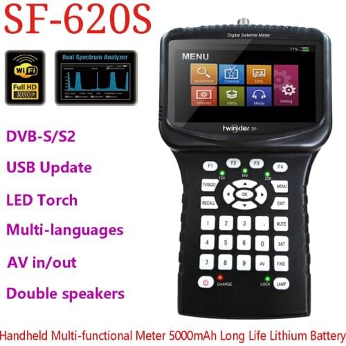Twinkler SF 620S Handheld DVB-S2 Satellite Finder Meter with 4.3 inch LCD support Spectrum Analyzer CS PowerVu Biss CCTV Camera
