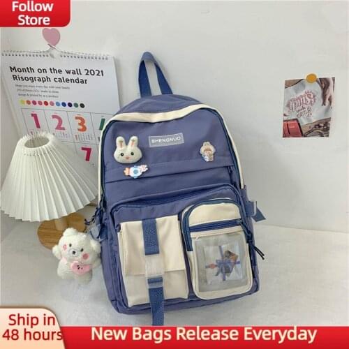 Casual and Patchwork Girl Backpack Fashion High Quality Nylon for Teenager School Bags Large Capacity Waterproof Travel Backpack