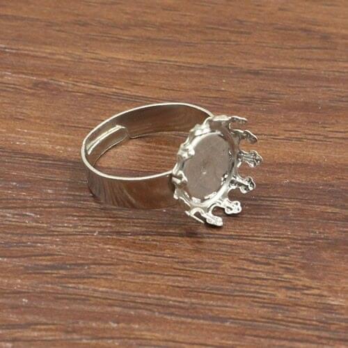 12mm Inner Size Ring Metal Copper Crown Blank Setting Bezel Blank Cabochon Ring Base For DIY Ring 20pcs/lot K05115