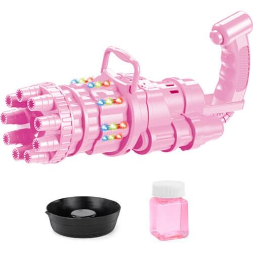 Gatling Bubble Gun Machine Magic Water Bubble Maker Automatic Electric Bubble Blower Shooter With Light & Music For Children Kid