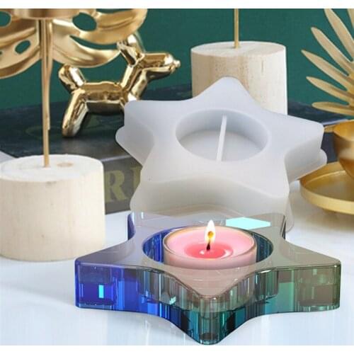 Five-pointed Star Candlestick Epoxy Resin Mold Candle Holder Silicone Mould DIY Crafts Jewelry Decorations Casting Mold T84A