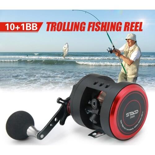 10+1 BB Fishing Reel Left/Right 5.6:1 Trolling Reel Drum Fishing Reel Snakehead Bass Salmon Fishing Reel