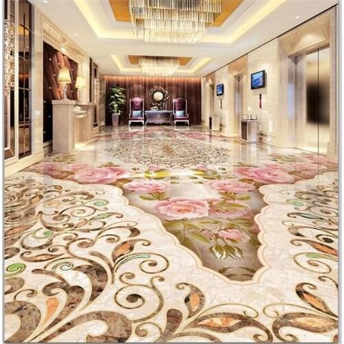 Beibehang Custom floor painting 3D stone pattern parquet marble texture floor tiles 3D living room self-adhesive flooring tiles