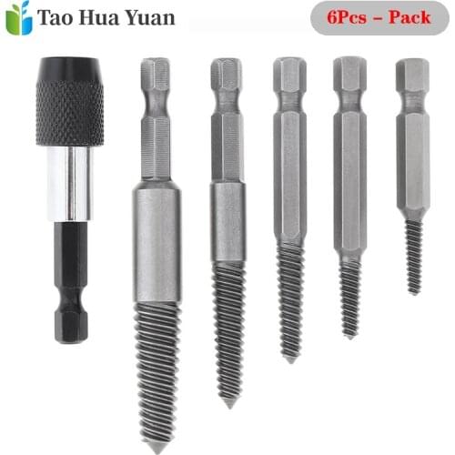 6pcs/set Bolt Remover Screw Extractor HSS Screw Remover Drill Bits with Hex Shank and Spanner for Broken / Damaged Bolt Stud AA