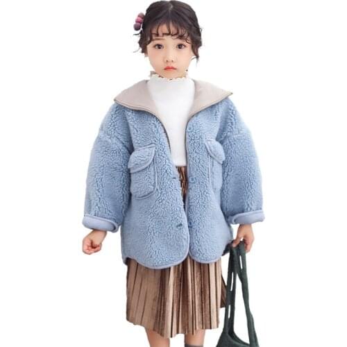 Girls Woolen Coat 2019 Winter Girls Thick Childrens Clothing Autumn and Winter Wear Childrens Woolen Hooded Coat