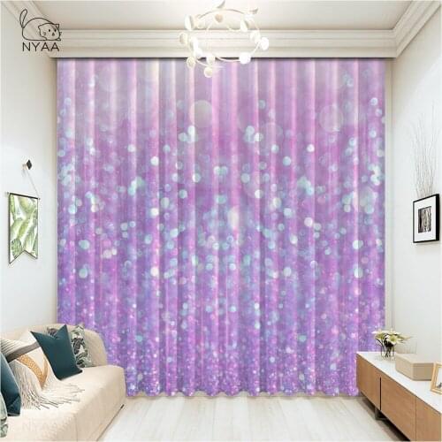Blue Purple And Green Backdrop Glittering Sparks Curtains Baby Printed Colorful Curtain Modern Curtain With Hooks Micro Shading