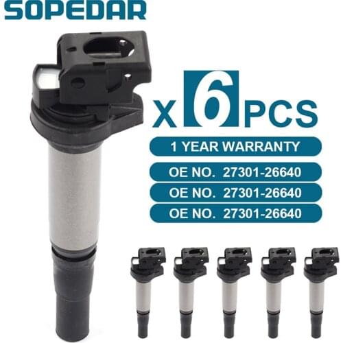 SOPEDAR 6 Pcs 30520-RNA-A01 C1580 UF-582 Ignition Coil For Honda Civic 2006 2008 2009 2010 2012 1.8L 30520RNAA01 099700-101