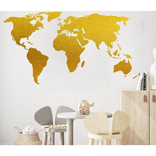 Modern World Map Seven Continents Wall Stickers Living Room Sofa Backdrop Wall Decoration Creative Room Decor Mural
